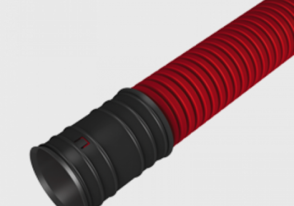 Gofrētā dubultsienu caurule L=6m, D50mm, 750N, sarkana EVOCAB HARD (palete=906m)
