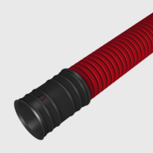 Gofrētā dubultsienu caurule L=6m, D50mm, 750N, sarkana EVOCAB HARD (palete=906m)