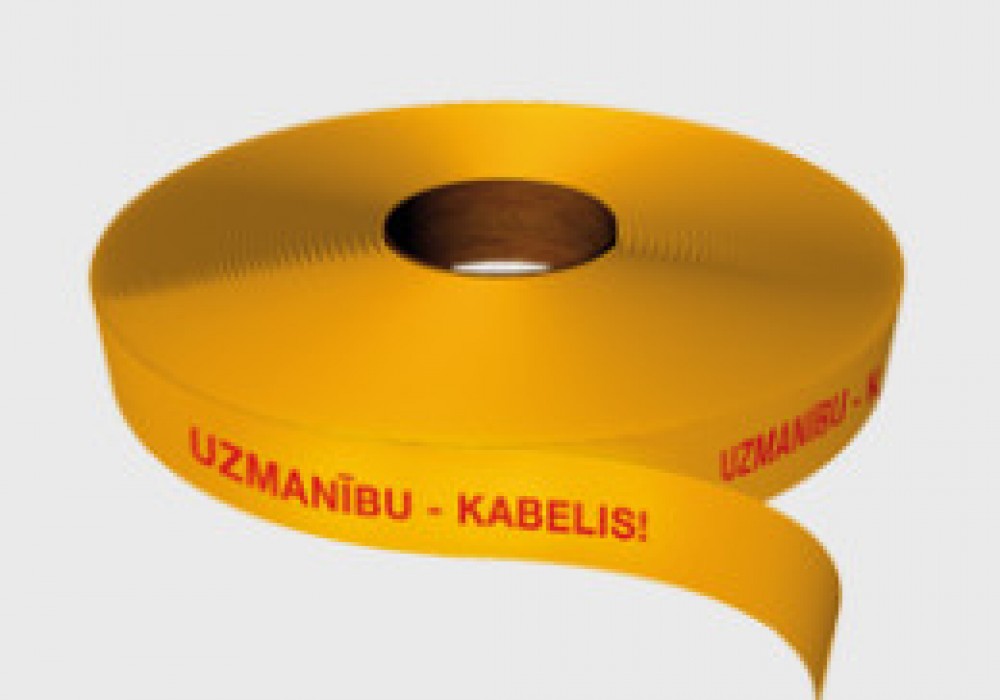 Brīdinājuma lenta "Uzmanību kabelis", 120 mm, 250 m, dzeltena EVOCAB