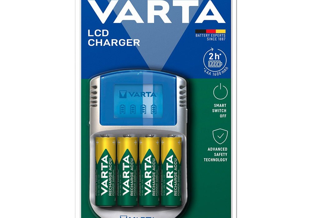 Bateriju lādētājs ar LCD displēju 4xAA/AAA 2600mAh ar 12V un USB adapteriem
