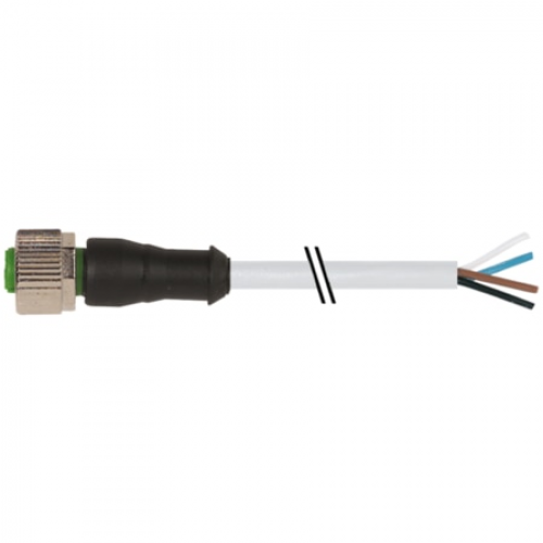 Konektors M12 female 0°  with cable PUR 4x0.34 gy UL/CSA+drag ch. 3m