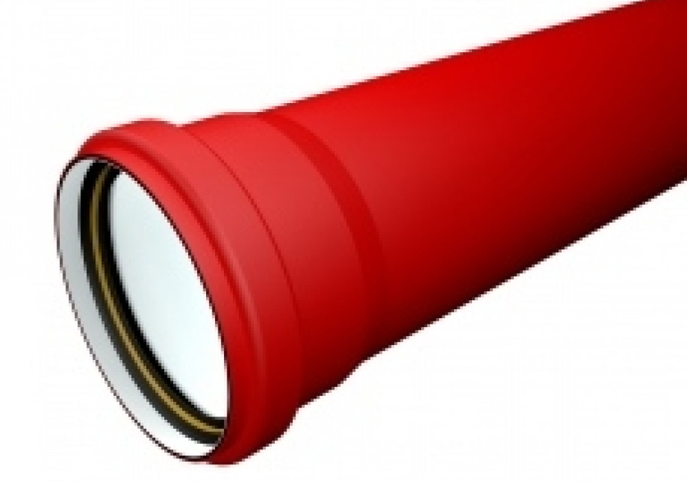 Cietā caurule ar uzmavu un blīvgredzenu RIGID MULTI PP N 750, caurule, DN/OD 110mm, 6m, EN 61386¬24, sarkana