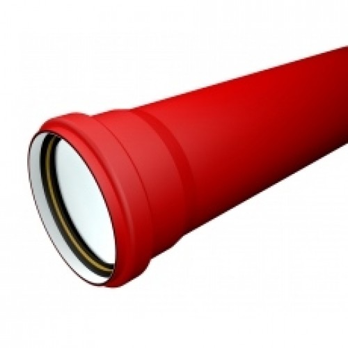 Cietā caurule ar uzmavu un blīvgredzenu RIGID MULTI PP N 750, caurule, DN/OD 110mm, 6m, EN 61386¬24, sarkana