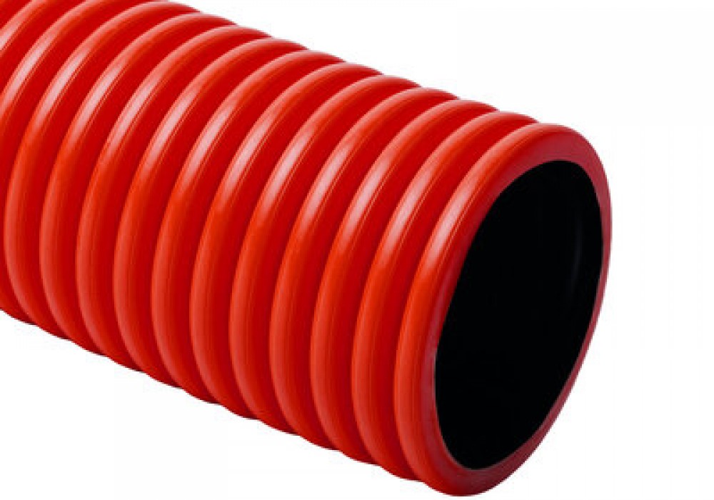 Gofrētā dubultsienu caurule D63mm, 450N, rullis 50m, sarkana KOPOFLEX (palete=1500m)