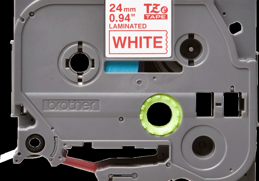 Lente TZe-252 sarkans teksts uz balta 24mm x 8m