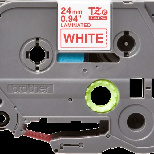 Lente TZe-252 sarkans teksts uz balta 24mm x 8m