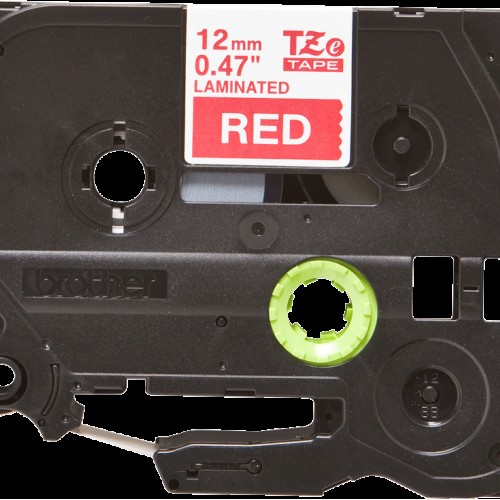 Lente TZe-435 balts teksts uz sarkana 12mm x 8m