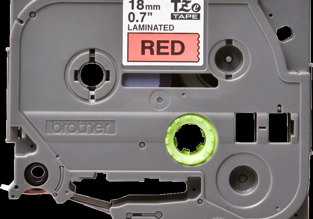 Lente TZe-441 melns teksts uz sarkana 18mm x 8m
