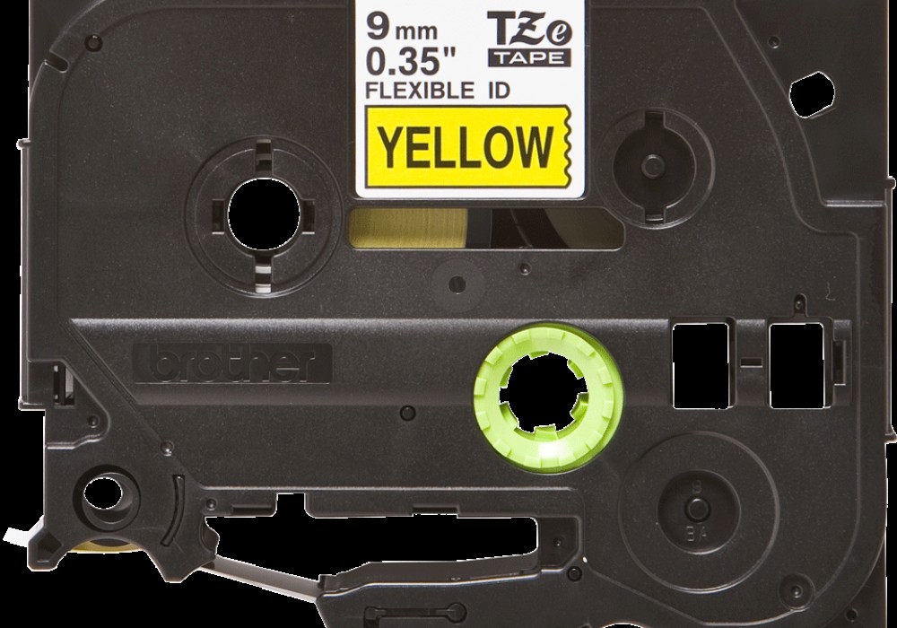 Lente TZe-FX621 Flexible melns teksts uz dzeltena 9mm x 8m