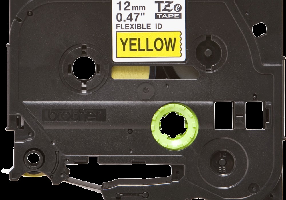 TZ-FX631 lenta  "Flexible" melns uz dzeltena  12mm x 8m