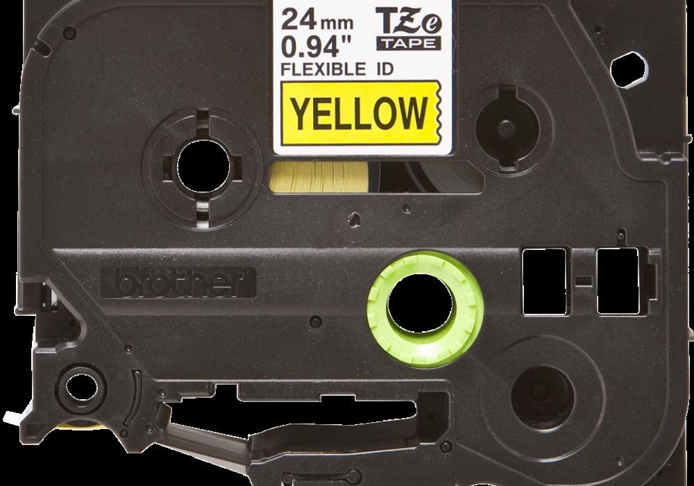Lente TZe-FX651 Flexible melns teksts uz dzeltena 24mm x 8m