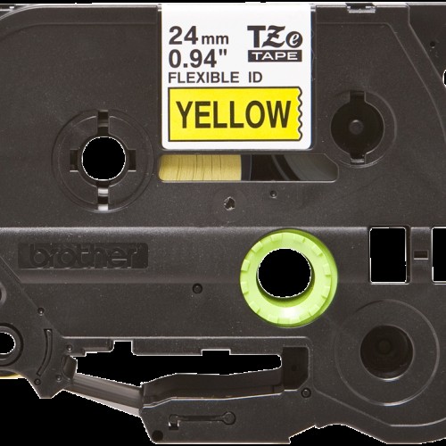 Lente TZe-FX651 Flexible melns teksts uz dzeltena 24mm x 8m