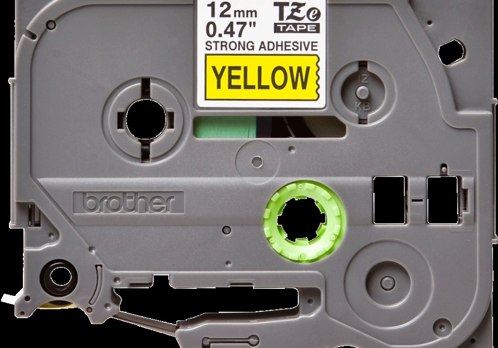 Lente TZe-S631 Strong melns teksts uz dzeltena 12mm x 8m