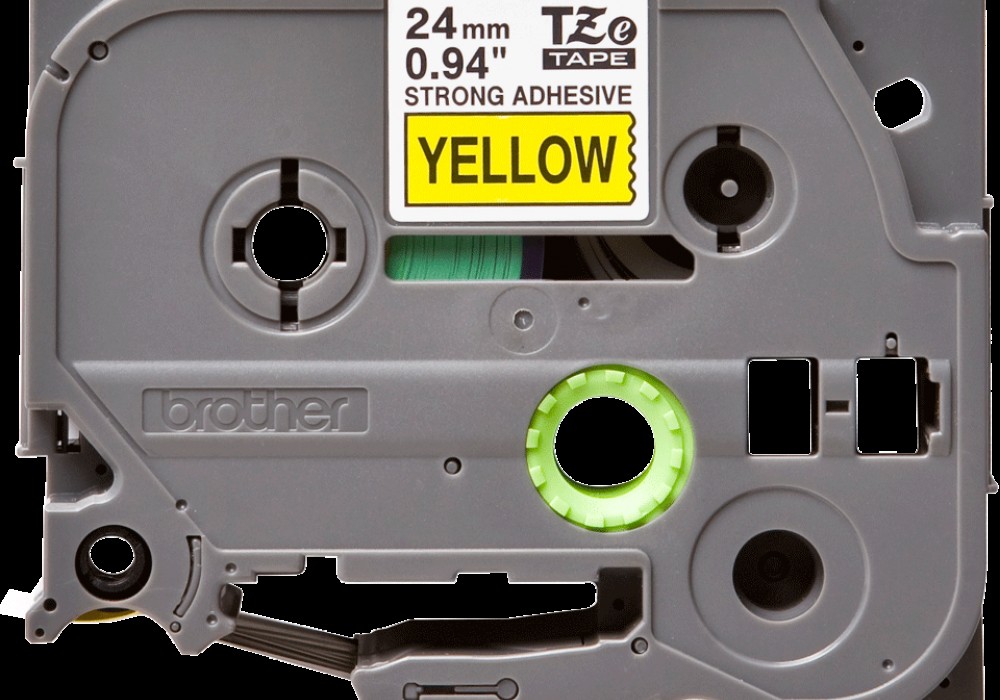 Lente TZe-S651 Strong melns teksts uz dzeltena 24mm x 8m