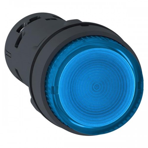 Zilā spiedpoga ar LED apgaismojumu, 1NO, 24V