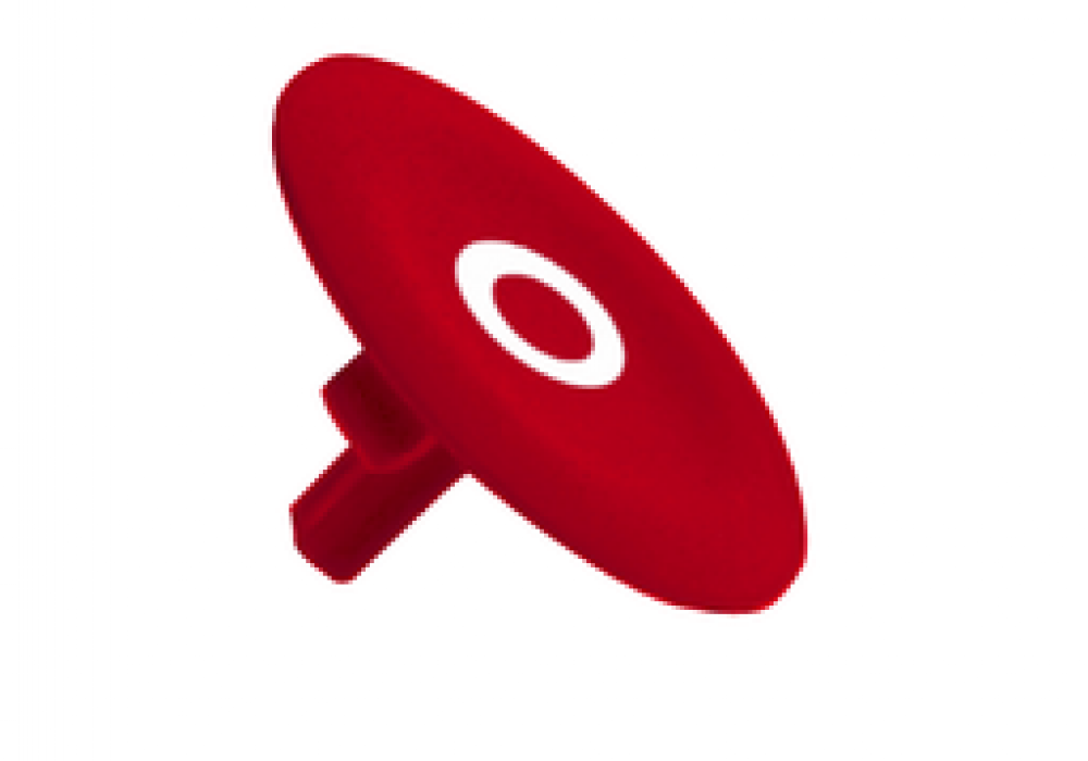 Pogas vāciņš, sarkans ar simbolu ""O""