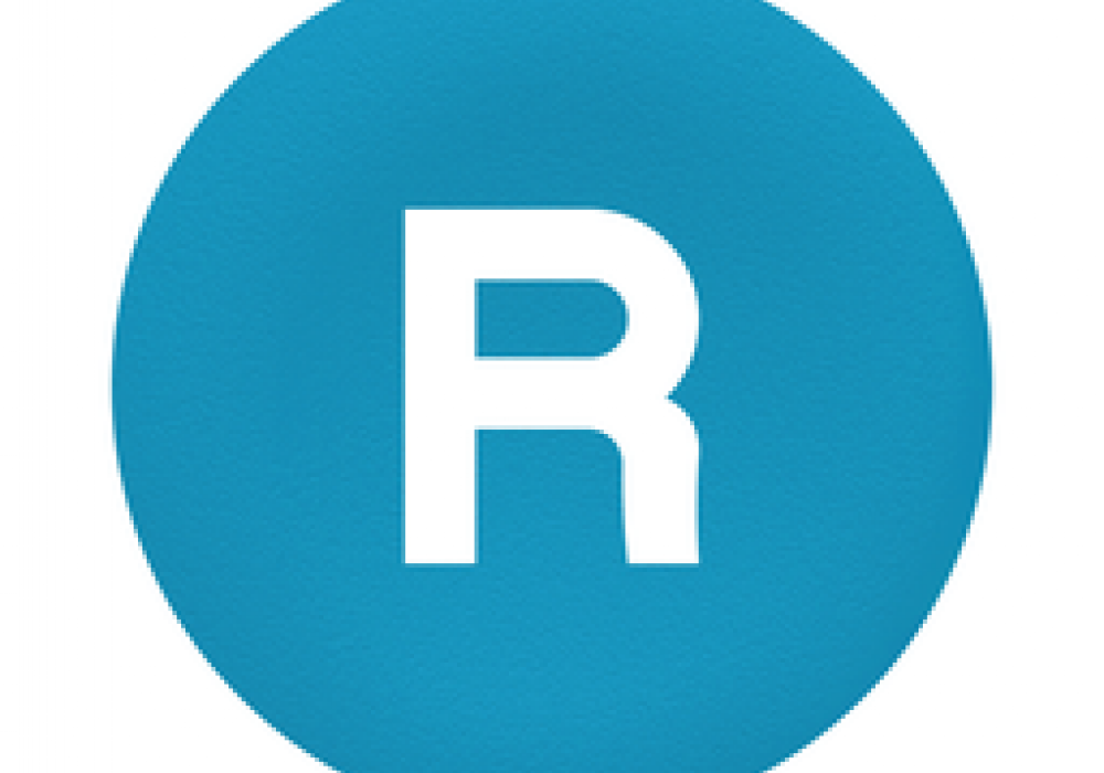 Pogas vāciņš, zils ar marķējumu ""R""